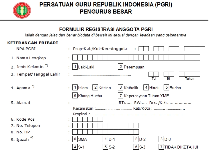 Pendaftaran PGRI Kota Surakarta - Persatuan Guru Republik Indonesia Cabang Kota Surakarta